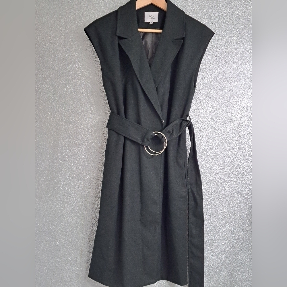J.O.A. Sleeveless Forest Green Belted Dress/Vest